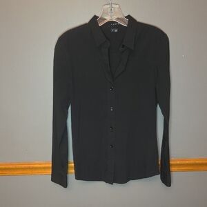 Theory Women's Black Casual Button Down Shirt
